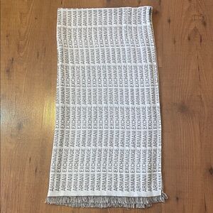 Armani Exchange White and Silver Scarf